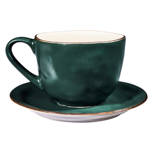 ชุดถ้วยและจานรองลายเมดิเตอร์เรเนียน - สีเขียวเข้ม ทำจากเซรามิก 125 มล. - Product Image 1