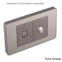 Prise murale universelle 20A/10A à 2 voies en acier inoxydable avec panneau tactile, durable et multifonctionnelle pour ordinateur et téléphone