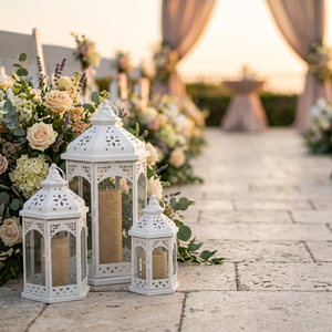 Wholesale White <b>Moroccan</b> Style Metal Handmade Lead Free Candle Holder Lanterns for Home & Wedding <b>Decor</b> - Product Image 3