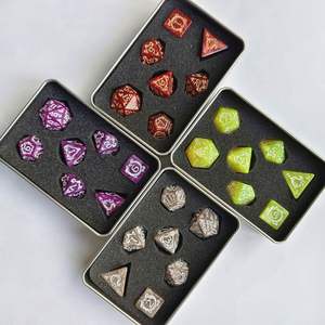 Juego de Dados DND de Lujo, Misteriosos, Hechos a Mano, Acrílicos, Electrochapados, Serigrafiados, Impresos en 3D, Grabados, 7 Piezas, Poliédricos - Product Image 4