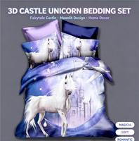 Parure de lit populaire en microfibre à imprimé numérique floral et licorne personnalisée