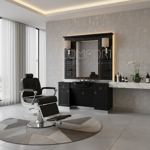 Muebles modernos de madera auténtica de lujo Silla de pedicura de metal duradera con estilo Estación de espejo de peluquería para taller - Product Image 2