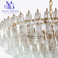 Lustre en verre côtelé transparent de style médiéval français, suspension de luxe pour villa, salon, salle à manger, plafond haut, décoration intérieure