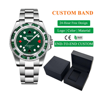 Montre de luxe pour homme avec mouvement automatique Miyota 8215, cadran coloré en saphir, lunette sertie de diamants, style casino poker, motif personnalisé