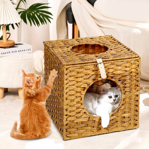 Casa para Perros Extra Grande, Plegable, Ecológica, para Invierno, Cama Interior para Mascotas, Refugio de Ratán de Doble Cara, Tejido a Mano - Product Image 5