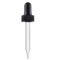 Flacon en verre borosilicaté transparent 2 dram avec compte-gouttes en verre avec ampoules en caoutchouc noir