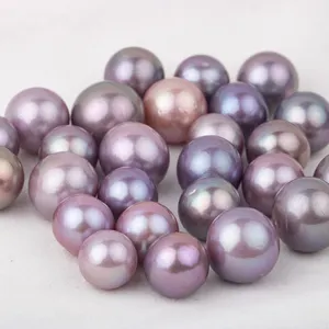 9-12mm kultivierte lila Edison Pearl Hochwertige lose Süßwasser perle runde Form