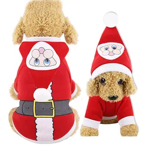 Kerst Hond Kleding Winter Hond Jas Soft Warm Puppy Jas Santa Hond Kleding Voor Honden Katten Puppy Capuchon Coat