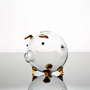Creative Piggy pig design glass saving jar Cute home practical saving glass jar
