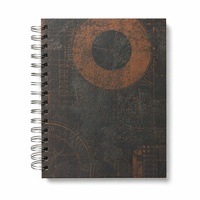 STASUN A5 Twin Wire Planner, carnet à couverture rigide en cuir PU imprimé couleur personnalisée, 200 pages, journal ligné 100 g/m² avec poche arrière