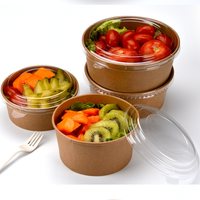 Vente en gros de bols à salade en papier kraft jetables de qualité alimentaire avec logo personnalisé