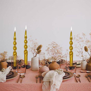 2pcs/pack Multicolor Twisted Unscente Drip Less Smokeless <strong>Gold</strong> Spiral Taper <strong>Candles</strong> <strong>Sticks</strong> for Wedding DInner Decoration - Product Image 6
