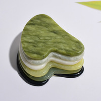 Gua Sha en Jade Vert Naturel, Pierre Lisse et Froide pour la Relaxation Musculaire, Ensemble d'Outils de Massage Corporel