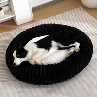 Vente Chaude Panier pour Animaux Nouveau Design Nid Donut Chaud Hiver Lavable en Machine en Velours Côtelé Solide pour Petits et Moyens Chats et Chiens