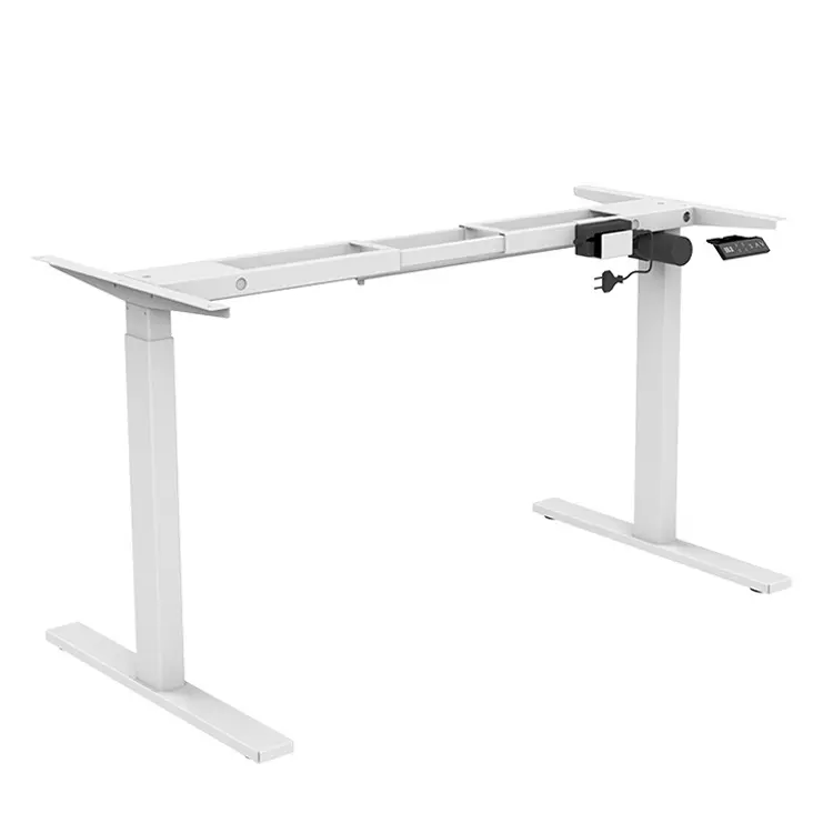 White Electric Sit Stand Desk Frame Workstation Single Motor Ergonomic Standing Height Adjustable Base Computer Desk Frame