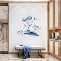 Autocollant mural en PVC imperméable personnalisé à motifs floraux, autocollant mural botanique amovible, autocollant mural à peler et coller, aquarelle, lotus, pissenlit