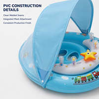 Bouée de piscine pour bébé avec auvent et centre d'activités, anneau gonflable en PVC avec siège en maille pour marque privée