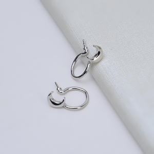 Boucles d'oreilles en argent S925, forme de cuillère, avec perle, bijoux tendance, composants de fabrication de bijoux, 8-10, crochet d'oreille, support vide pour bricolage, 1249 - Product Image 1