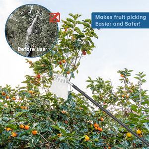 Outil télescopique <span class=keywords><strong>de</strong></span> cueillette <span class=keywords><strong>de</strong></span> fruits <span class=keywords><strong>de</strong></span> jardin avec sac en tissu, perche en fer réglable, verrouillage à torsion, perche extensible pour la cueillette des pommes et des poires - Product Image 4