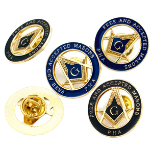 Spedizione Rapida: Spille da Bavero Massoniche in Lega di Zinco Placcate Oro con Forma Personalizzata e Stampa Tipografica - Product Image 1
