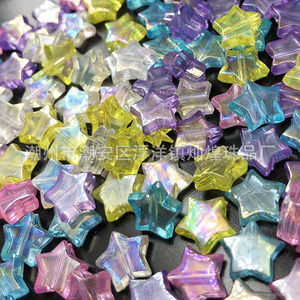 Cuentas acrílicas transparentes de estrella de cinco puntas de colores, cuentas dispersas de imitación de cristal para niños, fabricación de collares DIY - Product Image 2
