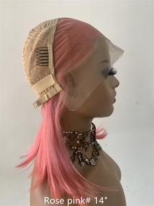 <span class=keywords><strong>Perruque</strong></span> Lace Frontale DX012 Dyna Street Bob Rose Poudré, Cheveux Humains <span class=keywords><strong>Harley</strong></span> Bob 14 pouces pour Femmes Noires, Chapeau Bob Jacquemus - Product Image 4