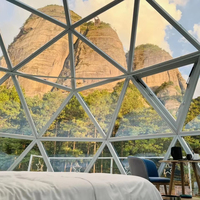Dôme sphérique de luxe en verre de 5 m, tente de camping avec une chambre et plafond ciel étoilé pour hôtels en plein air, gîtes et camping privé