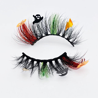 Faux cils scintillants et scintillants Faux cils en vison 15mm pour cheveux synthétiques Colorful Party Glitter Halloween Full Strip Lashes
