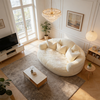 Canapé-lit rond blanc crème nordique, fauteuil pivotant rembourré en peluche moelleux, lit de repos confortable pour chambre à coucher, sièges circulaires imbriqués