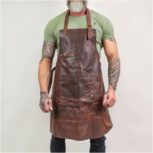 High Quality Customizable Sleeveless Leather <b>Kitchen</b> <b>Apron</b> Signature Waist Type for Barber Usage - Product Image 2