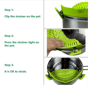 Adjustable Silicone Clip on Pot Strainer Reusable Eco-Friendly Pasta Strainer with <b>Stand</b> for Pots Pans Bowls Kitchen Accessories - Product Image 4