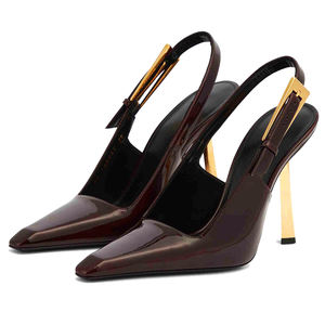 Scarpe con Tacco a Spillo da Donna All'ingrosso Sandali <span class=keywords><strong>Slingback</strong></span> con Fibbia e Cinturino in <span class=keywords><strong>Pelle</strong></span> PU a Punta Quadrata da Sera - Product Image 3
