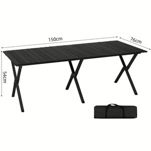 Outdoor Portable Leisure Foldable Stable Bamboo Wood Grain Carbon Steel Egg Roll Camping <b>Table</b> Customized - Product Image 2
