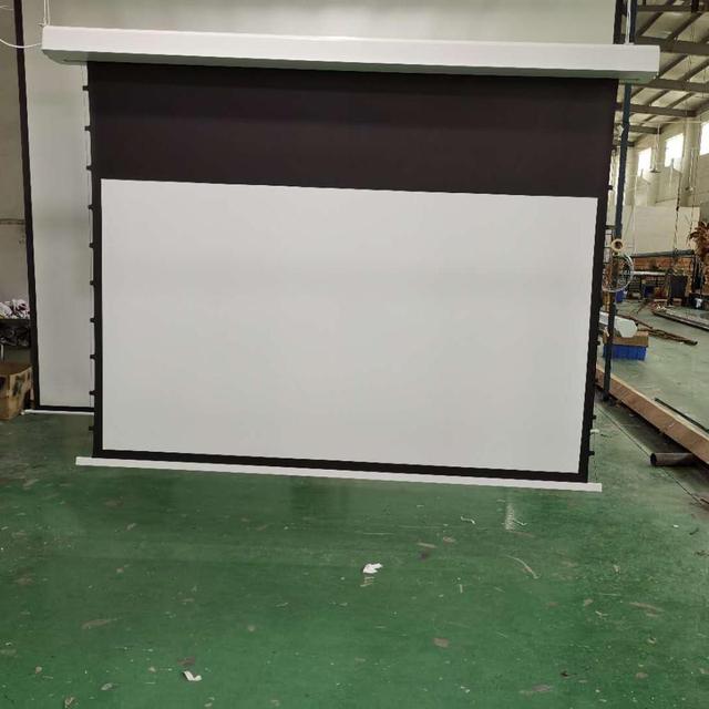 NEW 150" Recessed in Ceiling Electric Tab Tension Trigger Remote Projector Screen Home Cinema White