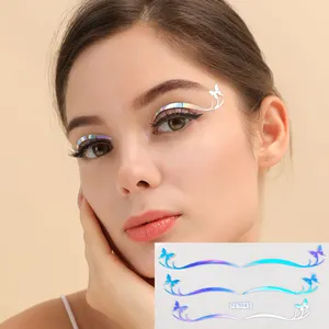 Usine approvisionnement Art autocollant décoratif scène 5D maquillage des yeux Laser argent étanche adhésif Eyeliner autocollant oeil visage tatouage