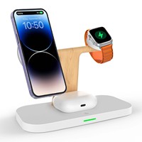 Pabrik AnFuYou ODM OEM 2026 jam tangan pintar tren baru earphone pengisi daya nirkabel magnetik 4 in 1 cepat 15W dengan lampu malam.