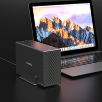 KINTEC K35272C Carcasa de Aluminio para Disco Duro SATA de 3.5 Pulgadas con Doble Bahía RAID, USB3.2 Gen2, Velocidad de Transferencia SATA de 10 Gbps, RAID 0/1/JBOD/LARGE U.A.S.P
