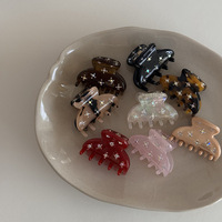 Pince à Cheveux en Acétate Imprimée Style Français FRANCE avec Strass pour Femme – Décoration Décontractée pour Voyage, Bureau, Bijou de Cheveux