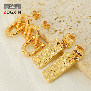 ZOGXIN Gold Plated Geometric Drop Earrings For Women Party Fashion Jewelry - Product Image 1