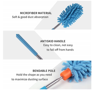 منفضة مايكروفايبر قابلة للغسل منفضة تنظيف قابلة للفصل مع منفضة قابلة للغسل لأثاث السيارة مع عمود طويل - Product Image 5