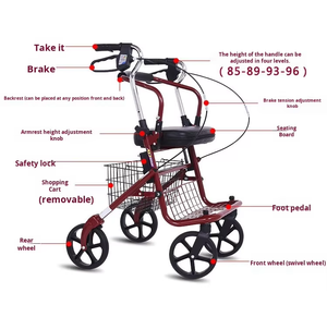 ניידות בעלת ארבע גלגלים קלה קלנועית קיפול מושב קשיש הליכה קשיש למכולת עיצוב קיפול קל - Product Image 3