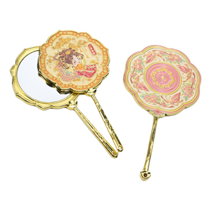 Vendite calde <span class=keywords><strong>specchio</strong></span> da viaggio di lusso <span class=keywords><strong>Vintage</strong></span> <span class=keywords><strong>trucco</strong></span> compatto a mano oro rosa nero rosa <span class=keywords><strong>specchio</strong></span> portatile con manico - Product Image 1