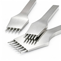 Kit de poinçons en acier SKD11 de qualité industrielle pour le bricolage, 3 pièces (2/5/7 dents), espacement des dents de 3/4/5 mm, pour le poinçonnage du cuir et la maroquinerie