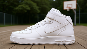 รองเท้าบาสเก็ตบอลผู้ชายรุ่น Mid '07 Triple White หนังแท้ พื้นยาง สำหรับทุกฤดู สไตล์ลำลอง - Product Image 2