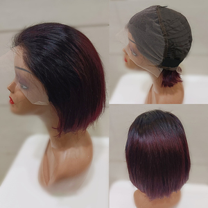 Việt Nam Brazil 7-inch của phụ nữ tóc giả tóc với 13*4 phía trước thẳng ngắn <span class=keywords><strong>Bob</strong></span> cắt sâu kết cấu dài chiều dài ren phía trước <span class=keywords><strong>Bob</strong></span> cắt - Product Image 4