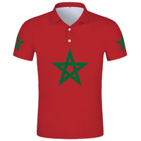 Polo Fitspi Maroc Personnalisé avec Nom et Numéro, Drapeau National, Ma Marque Polo, Texte Pays Arabe, Vêtements 3D