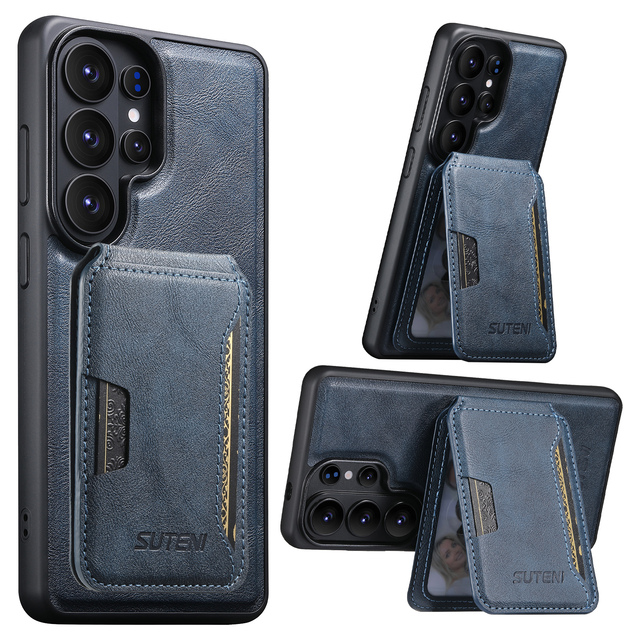 Luxury PU Leather Cover for Samsung Galaxy S26 Ultra S25 S24 Phone Case Kickstand Magnetic Wireless Charging Calf Grain