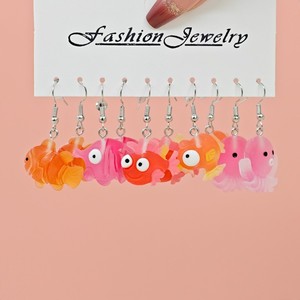 Boucles d'oreilles fantaisie en résine, motifs étoile <span class=keywords><strong>de</strong></span> mer et hippocampe, et pendentifs mignons en forme <span class=keywords><strong>de</strong></span> <span class=keywords><strong>poisson</strong></span> <span class=keywords><strong>rouge</strong></span>, accessoires <span class=keywords><strong>de</strong></span> bijouterie - Product Image 2