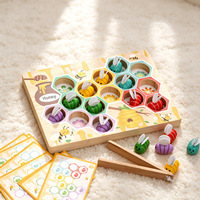 Nouveauté : Jeu d'assemblage Abeille et Ruche, Jouet Montessori en Bois pour la Motricité Fine, Puzzle de Tri des Couleurs, Cadeau Éducatif pour Enfants