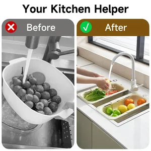 Panier égouttoir rétractable et extensible grand format pour évier, passoire de cuisine pour légumes et fruits, organisateur de cuisine - Product Image 4